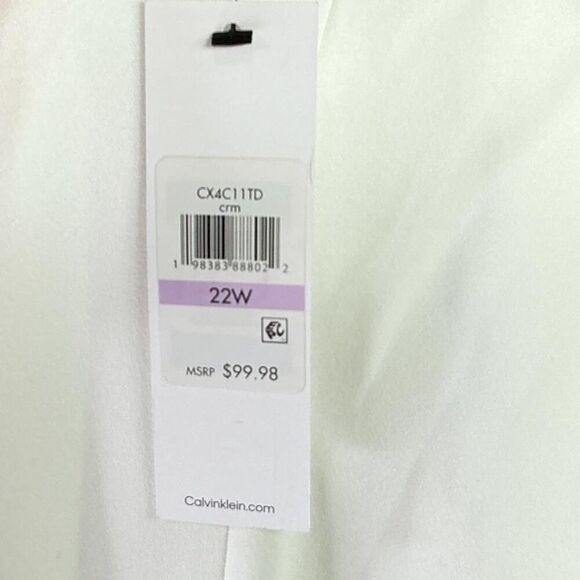 Calvin Klein Sheath Dress Womens 22W White Knit Tulip Sleeve Plus Size NEW - Picture 8 of 9